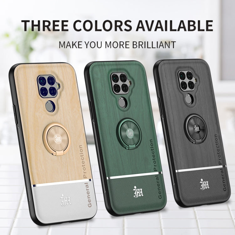 For Huawei nova 5i Pro Wood Grain PC + TPU Shockproof Case with Ring Holder