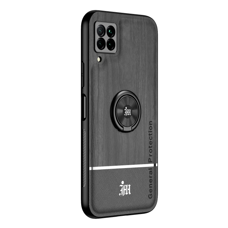 For Huawei nova 6 SE Wood Grain PC + TPU Shockproof Case with Ring Holder