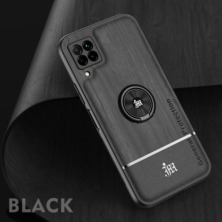 For Huawei nova 6 SE Wood Grain PC + TPU Shockproof Case with Ring Holder