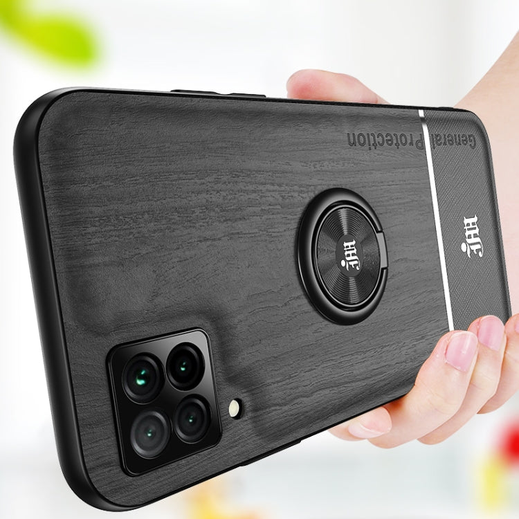 For Huawei nova 6 SE Wood Grain PC + TPU Shockproof Case with Ring Holder