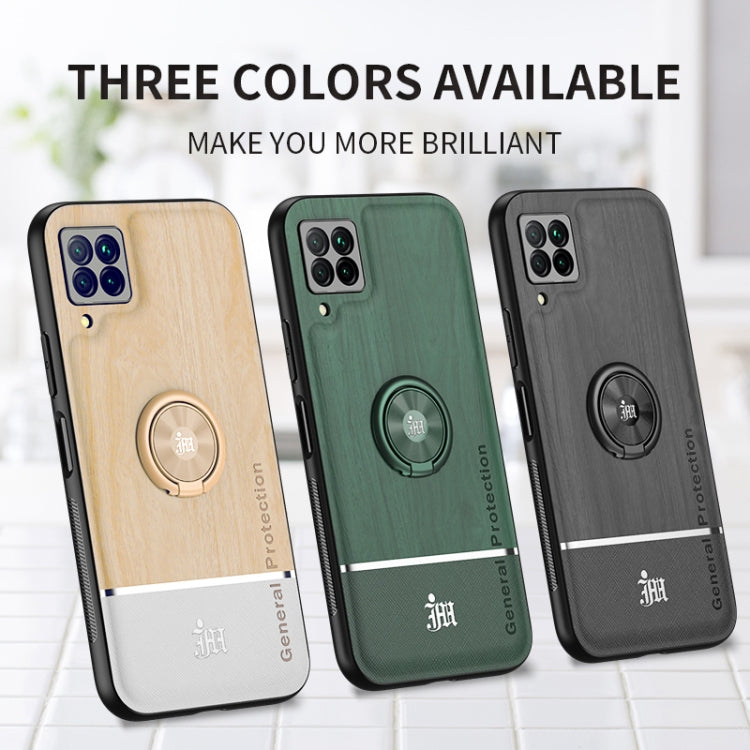 For Huawei nova 6 SE Wood Grain PC + TPU Shockproof Case with Ring Holder