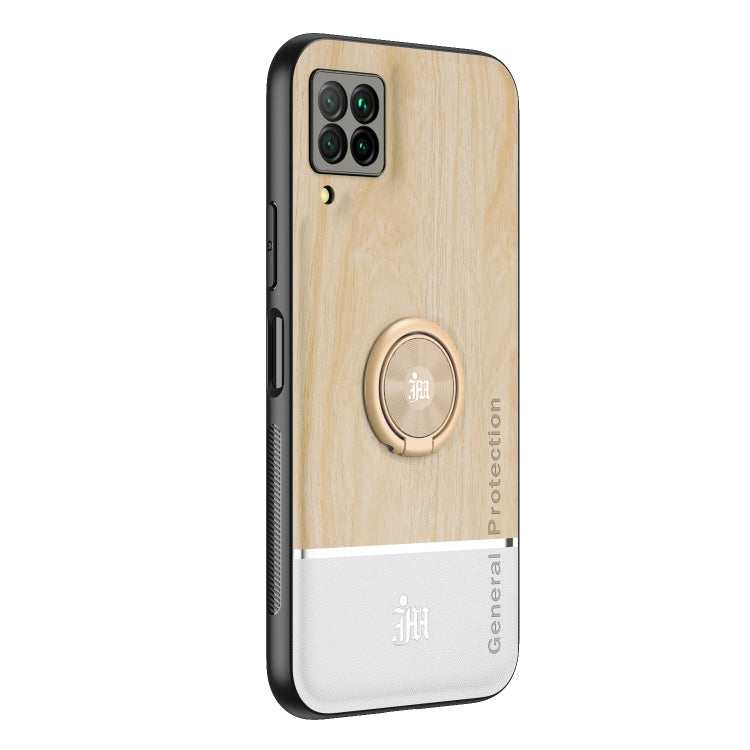 For Huawei nova 6 SE Wood Grain PC + TPU Shockproof Case with Ring Holder