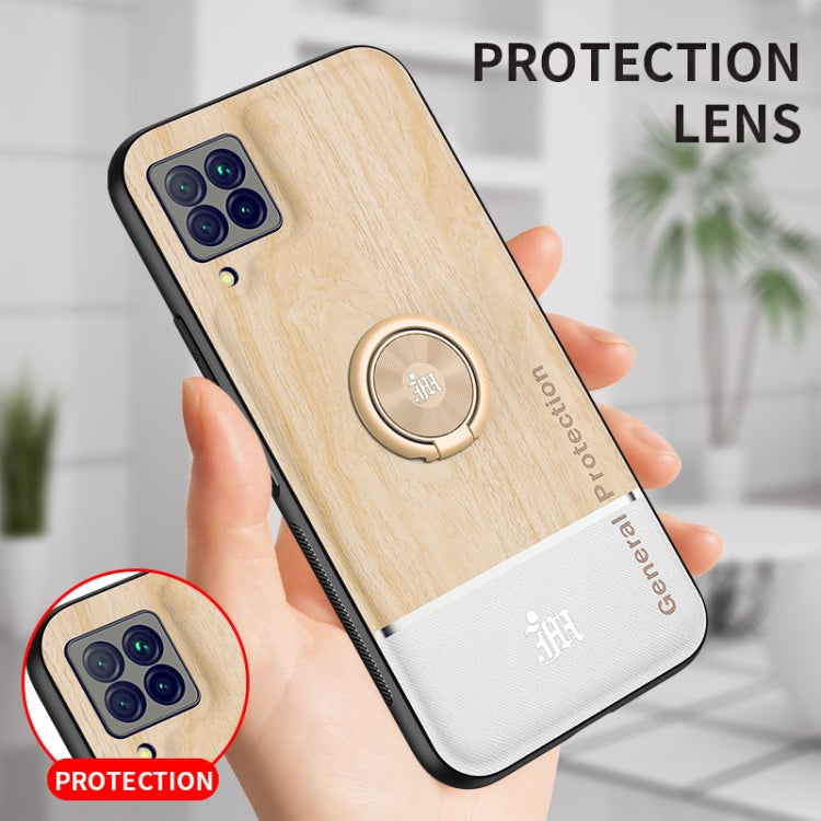 For Huawei nova 6 SE Wood Grain PC + TPU Shockproof Case with Ring Holder