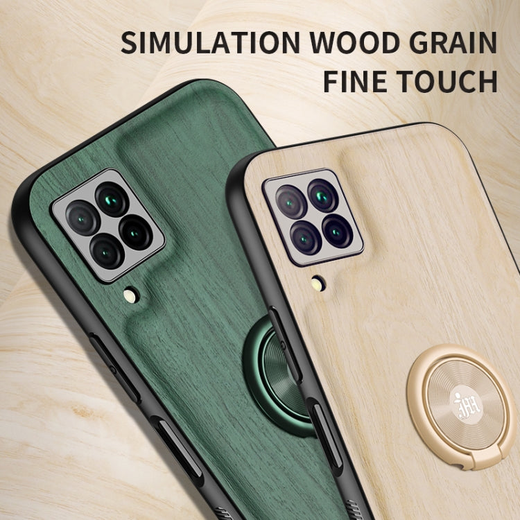 For Huawei nova 6 SE Wood Grain PC + TPU Shockproof Case with Ring Holder