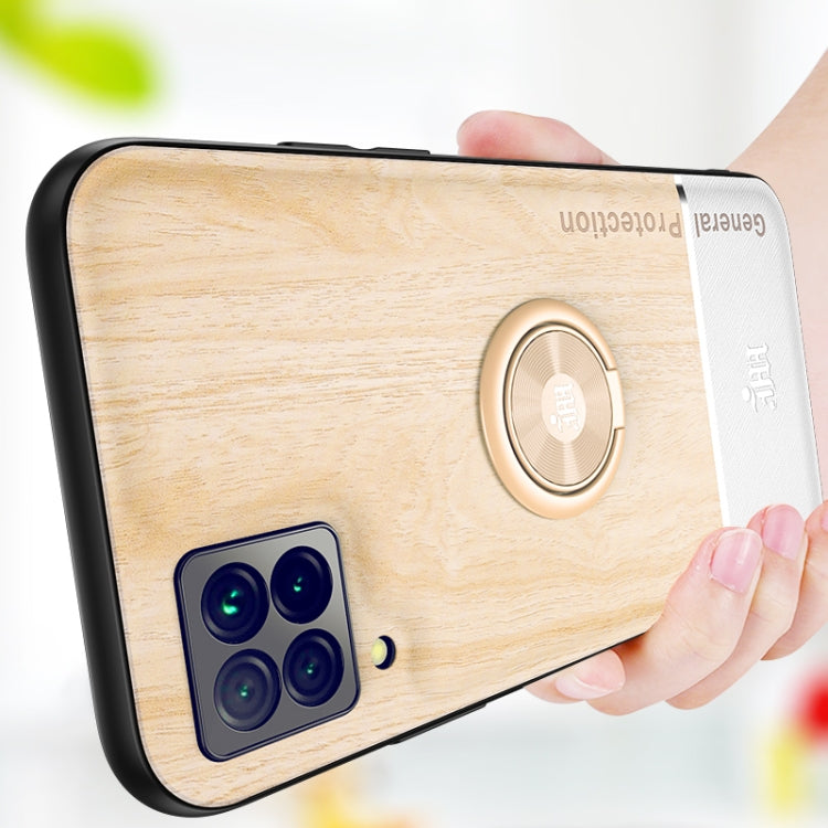For Huawei nova 6 SE Wood Grain PC + TPU Shockproof Case with Ring Holder