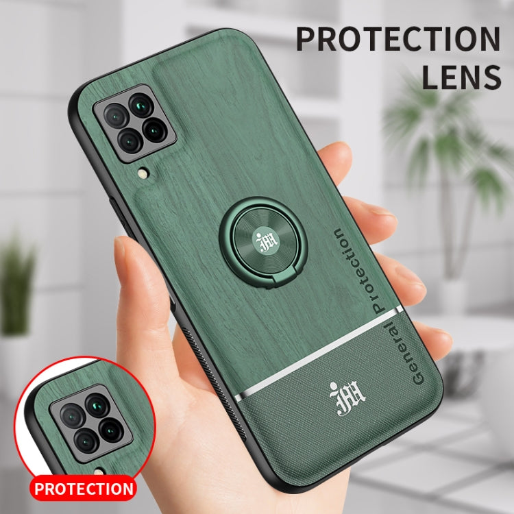 For Huawei nova 6 SE Wood Grain PC + TPU Shockproof Case with Ring Holder