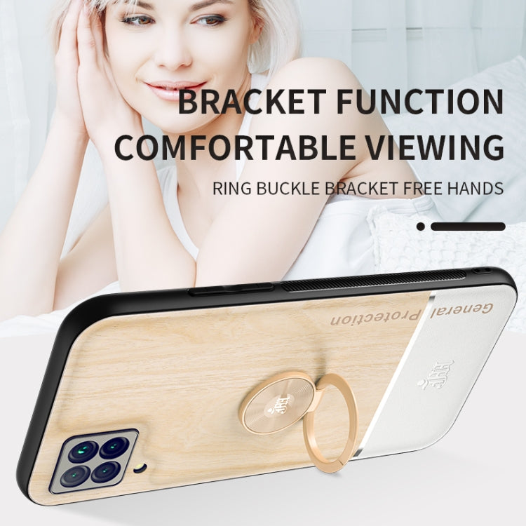 For Huawei nova 6 SE Wood Grain PC + TPU Shockproof Case with Ring Holder