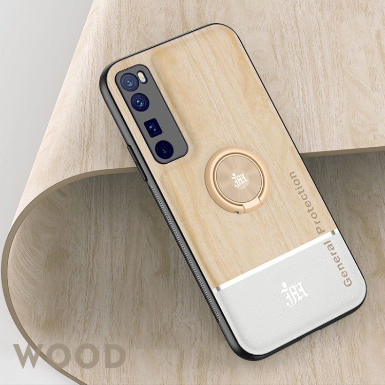 For Huawei nova 7 Pro 5G Wood Grain PC + TPU Shockproof Case with Ring Holder
