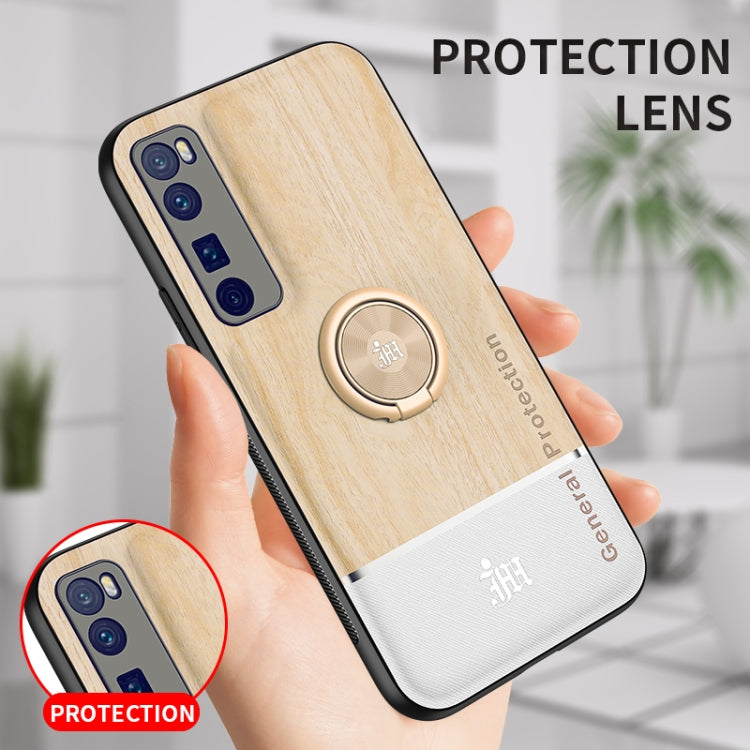 For Huawei nova 7 Pro 5G Wood Grain PC + TPU Shockproof Case with Ring Holder