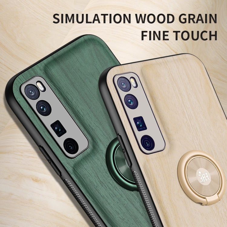 For Huawei nova 7 Pro 5G Wood Grain PC + TPU Shockproof Case with Ring Holder
