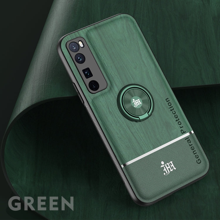 For Huawei nova 7 Pro 5G Wood Grain PC + TPU Shockproof Case with Ring Holder