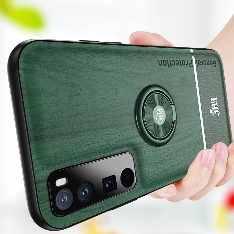 For Huawei nova 7 Pro 5G Wood Grain PC + TPU Shockproof Case with Ring Holder