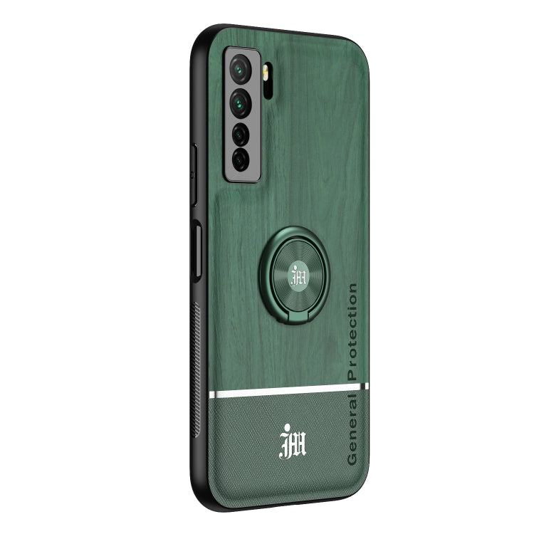 For Huawei nova 7 SE Wood Grain PC + TPU Shockproof Case with Ring Holder