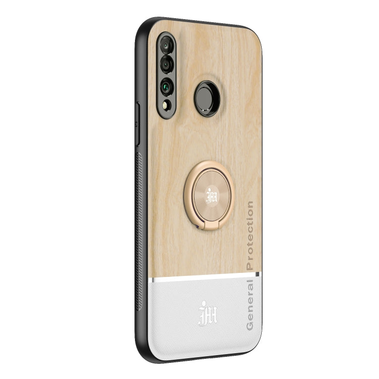 For Huawei P30 Lite Wood Grain PC + TPU Shockproof Case with Ring Holder