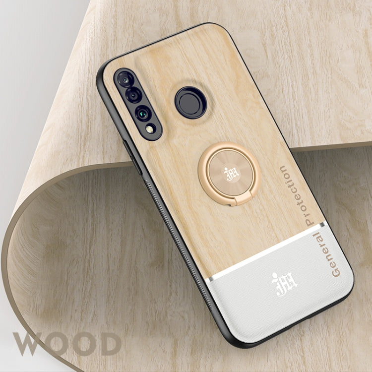 For Huawei P30 Lite Wood Grain PC + TPU Shockproof Case with Ring Holder