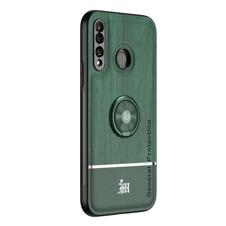 For Huawei P30 Lite Wood Grain PC + TPU Shockproof Case with Ring Holder