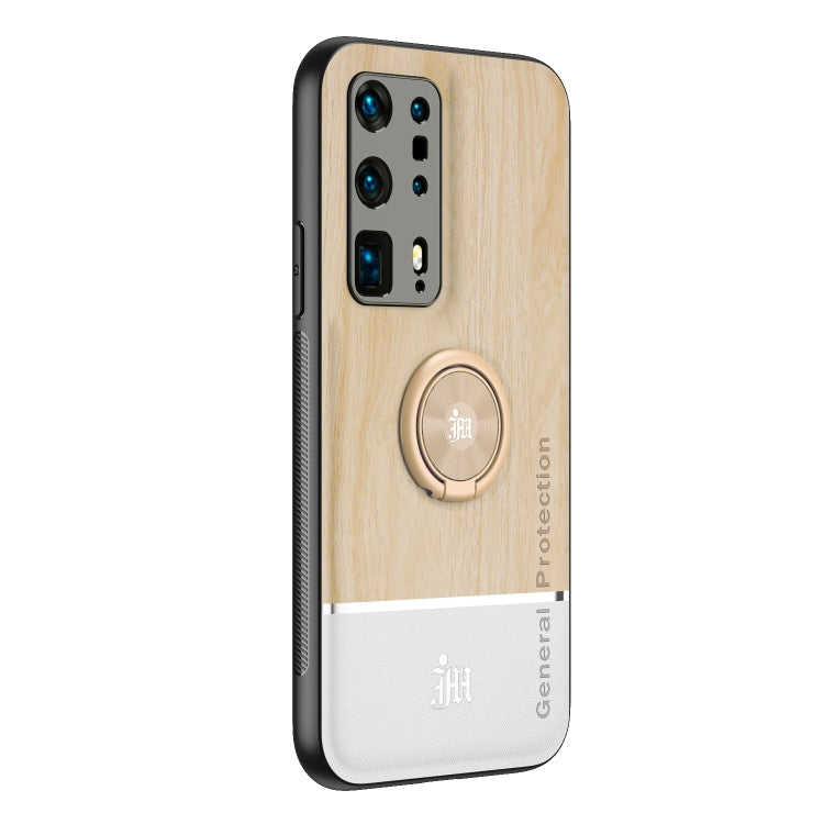 For Huawei P40 Pro+ Wood Grain PC + TPU Shockproof Case with Ring Holder