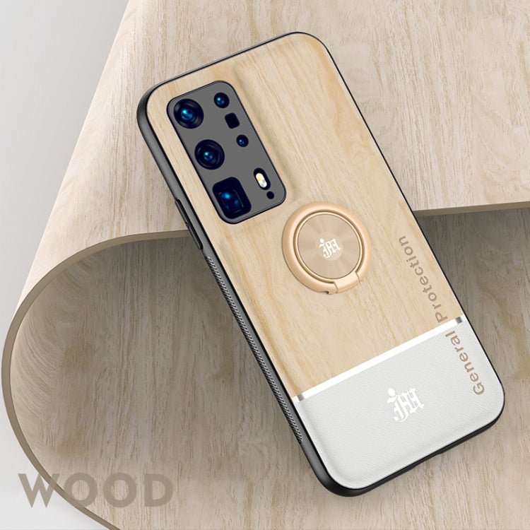 For Huawei P40 Pro+ Wood Grain PC + TPU Shockproof Case with Ring Holder