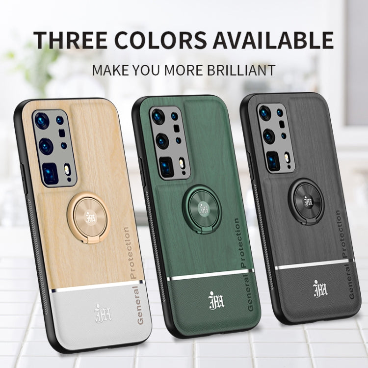 For Huawei P40 Pro+ Wood Grain PC + TPU Shockproof Case with Ring Holder