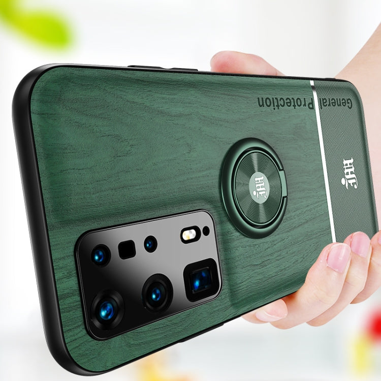 For Huawei P40 Pro+ Wood Grain PC + TPU Shockproof Case with Ring Holder