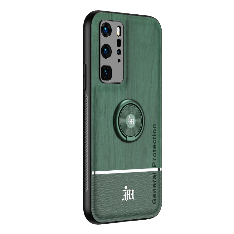 For Huawei P40 Pro Wood Grain PC + TPU Shockproof Case with Ring Holder