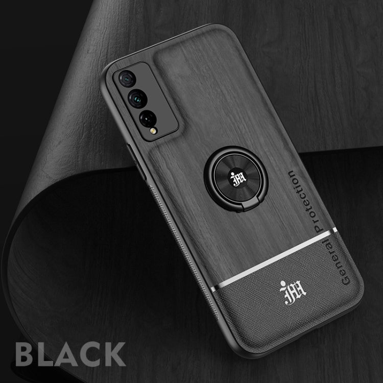 For Huawei Honor Play 4T Pro Wood Grain PC + TPU Shockproof Case with Ring Holder