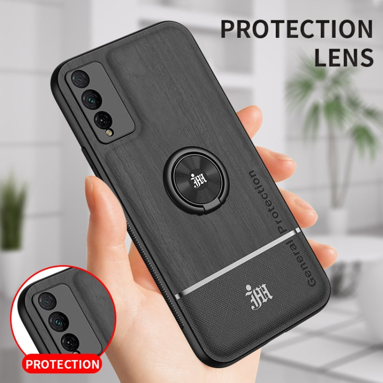 For Huawei Honor Play 4T Pro Wood Grain PC + TPU Shockproof Case with Ring Holder