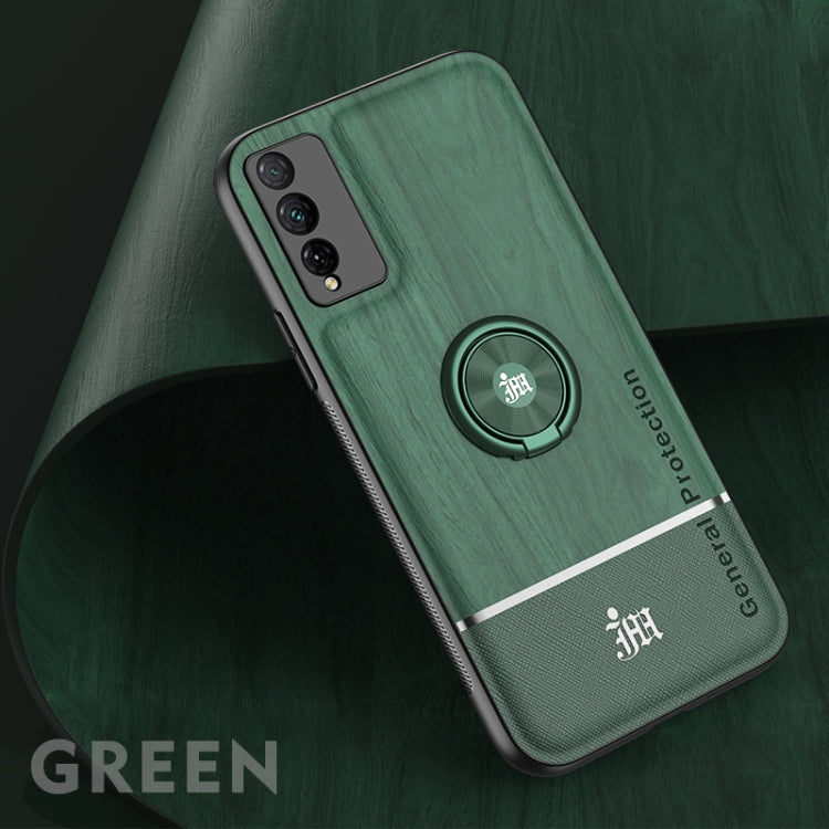 For Huawei Honor Play 4T Pro Wood Grain PC + TPU Shockproof Case with Ring Holder