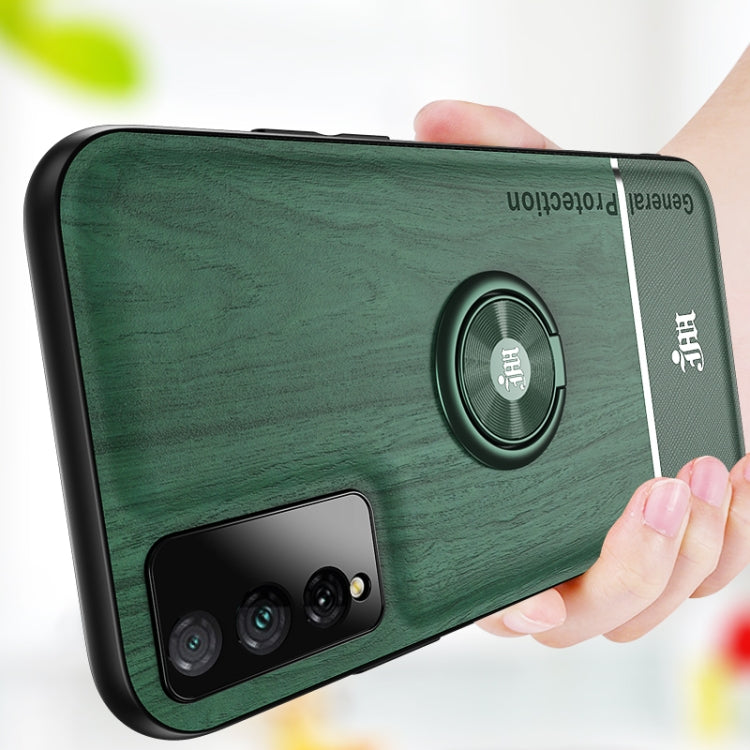 For Huawei Honor Play 4T Pro Wood Grain PC + TPU Shockproof Case with Ring Holder