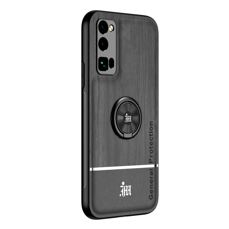 For Huawei Honor 30 Pro Wood Grain PC + TPU Shockproof Case with Ring Holder