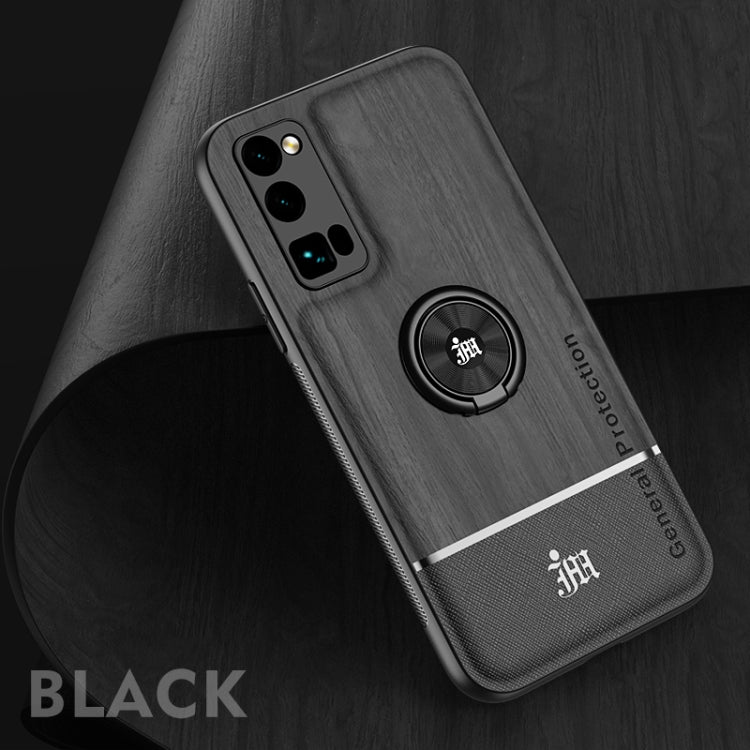 For Huawei Honor 30 Pro Wood Grain PC + TPU Shockproof Case with Ring Holder