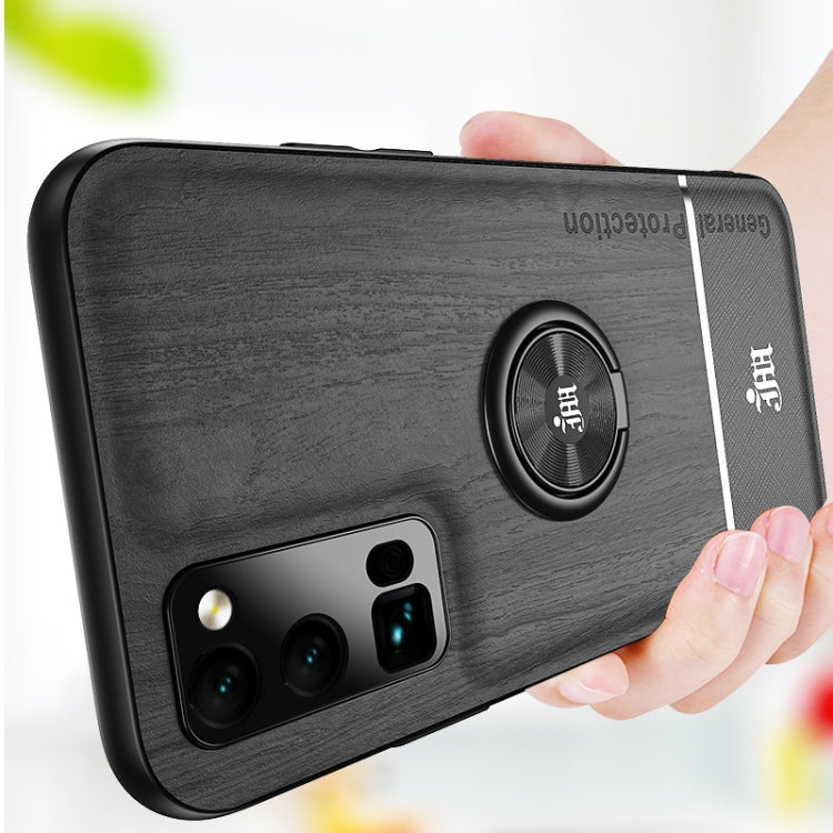 For Huawei Honor 30 Pro Wood Grain PC + TPU Shockproof Case with Ring Holder
