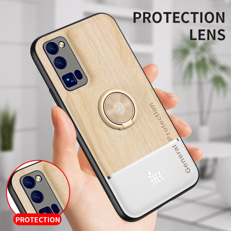 For Huawei Honor 30 Pro Wood Grain PC + TPU Shockproof Case with Ring Holder