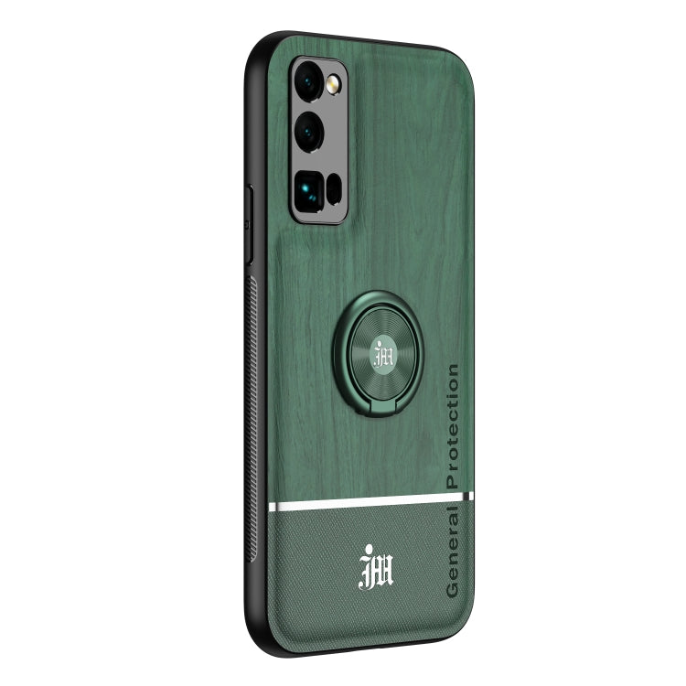 For Huawei Honor 30 Pro Wood Grain PC + TPU Shockproof Case with Ring Holder