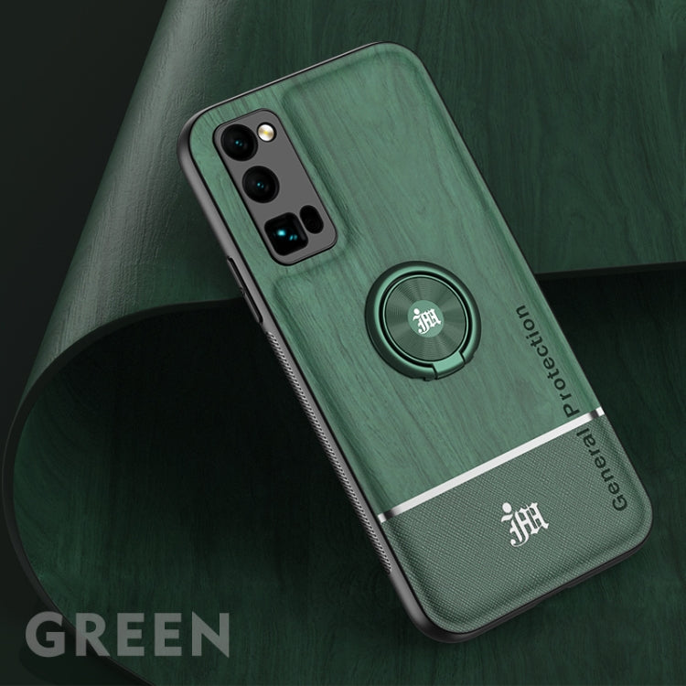For Huawei Honor 30 Pro Wood Grain PC + TPU Shockproof Case with Ring Holder