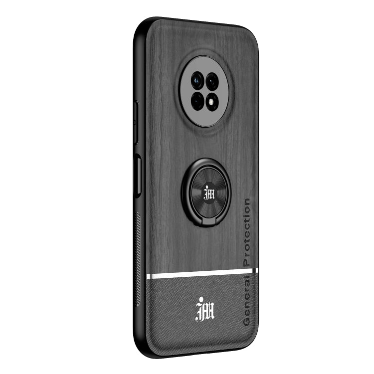 For Huawei Enjoy 20 Plus 5G Wood Grain PC + TPU Shockproof Case with Ring Holder