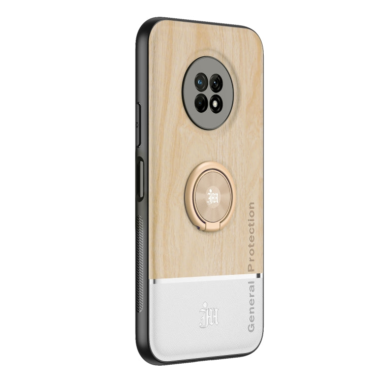 For Huawei Enjoy 20 Plus 5G Wood Grain PC + TPU Shockproof Case with Ring Holder