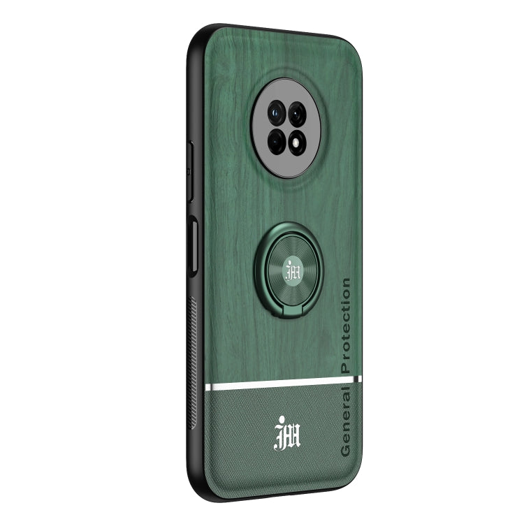 For Huawei Enjoy 20 Plus 5G Wood Grain PC + TPU Shockproof Case with Ring Holder