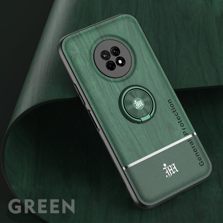 For Huawei Enjoy 20 Plus 5G Wood Grain PC + TPU Shockproof Case with Ring Holder