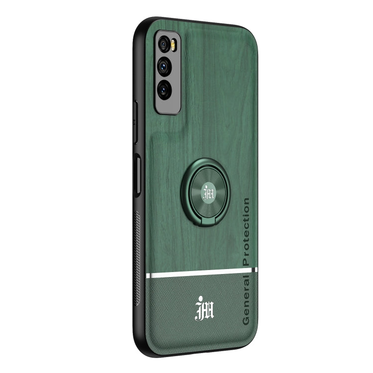 For Huawei Enjoy Z 5G Wood Grain PC + TPU Shockproof Case with Ring Holder