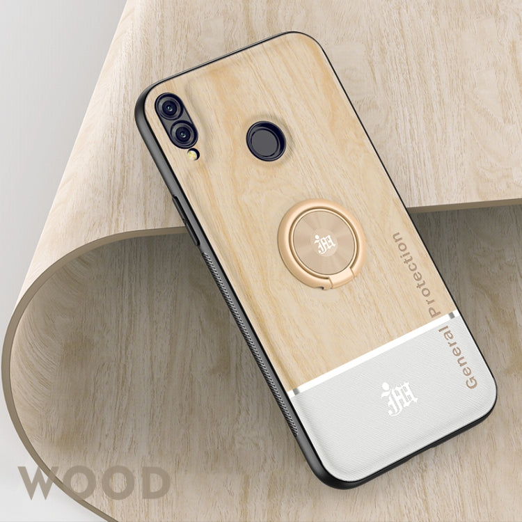 For Huawei Honor 8X Wood Grain PC + TPU Shockproof Case with Ring Holder
