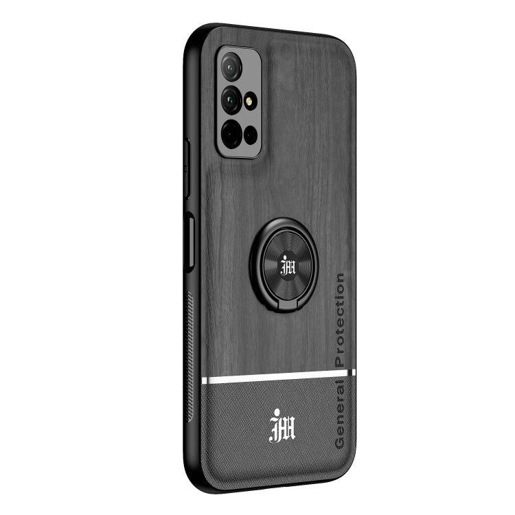 For Huawei Honor 30S Wood Grain PC + TPU Shockproof Case with Ring Holder