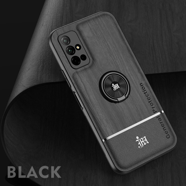 For Huawei Honor 30S Wood Grain PC + TPU Shockproof Case with Ring Holder