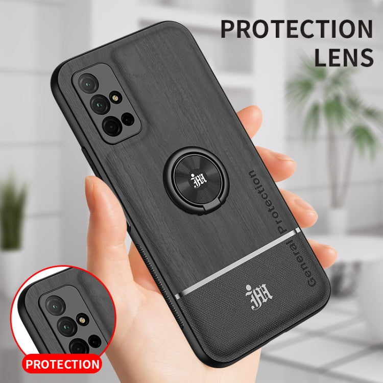 For Huawei Honor 30S Wood Grain PC + TPU Shockproof Case with Ring Holder