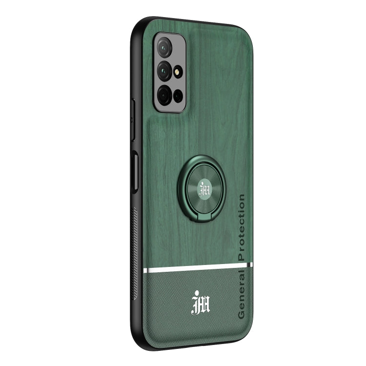 For Huawei Honor 30S Wood Grain PC + TPU Shockproof Case with Ring Holder