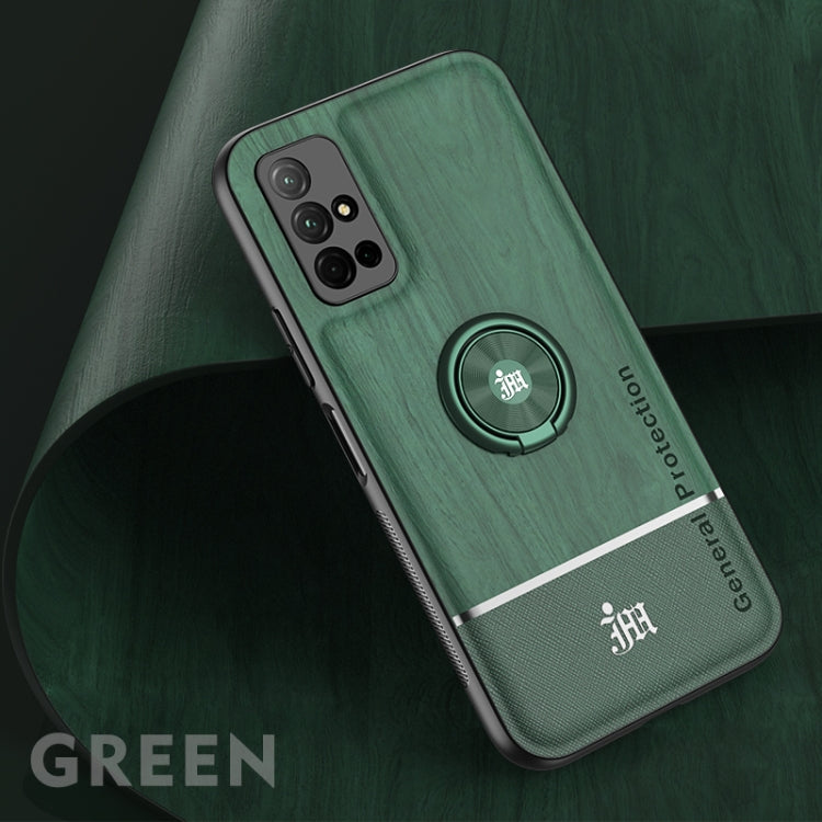 For Huawei Honor 30S Wood Grain PC + TPU Shockproof Case with Ring Holder