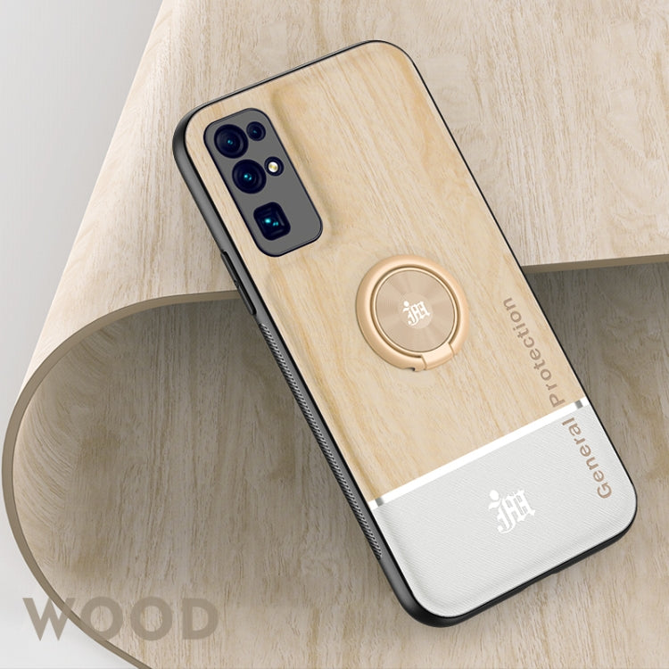 For Huawei Honor 30 Wood Grain PC + TPU Shockproof Case with Ring Holder