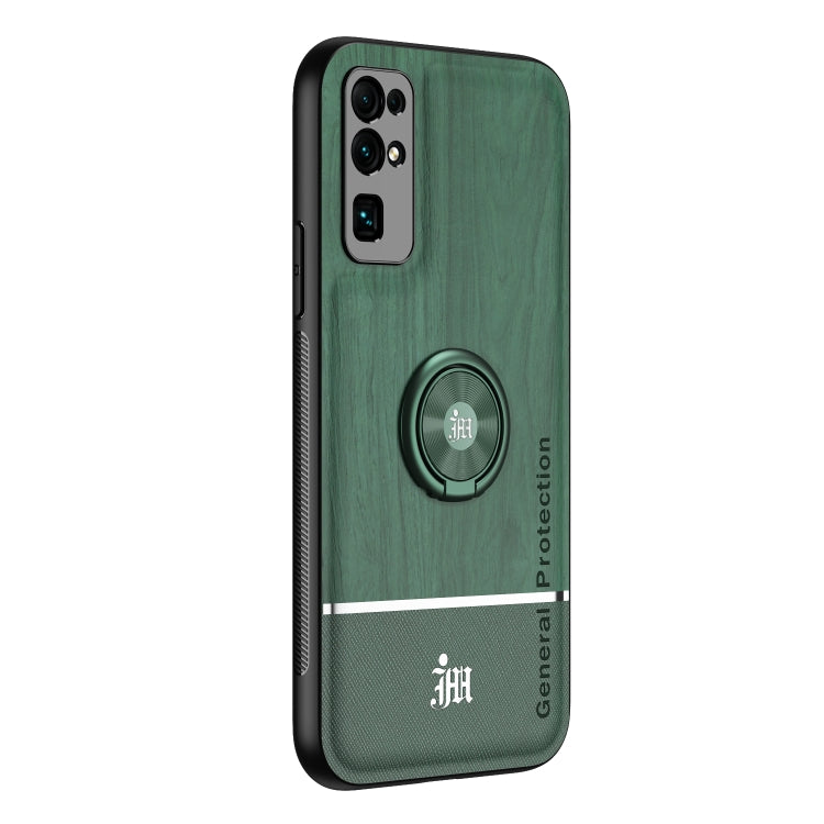 For Huawei Honor 30 Wood Grain PC + TPU Shockproof Case with Ring Holder