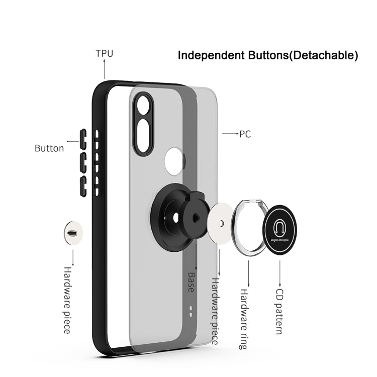 For Motorola Moto E7 (2020) Q Shadow 1 Generation Series TPU + PC Protective Case with 360 Degrees Rotate Ring Holder