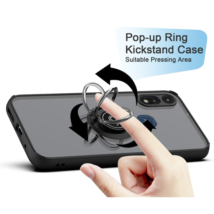 For Motorola Moto E7 (2020) Q Shadow 1 Generation Series TPU + PC Protective Case with 360 Degrees Rotate Ring Holder